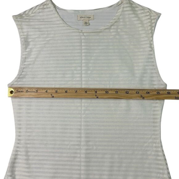 Anthropologie Silence + Noise White Striped Sparkly White Layered Dress Mini Med - Picture 9 of 12